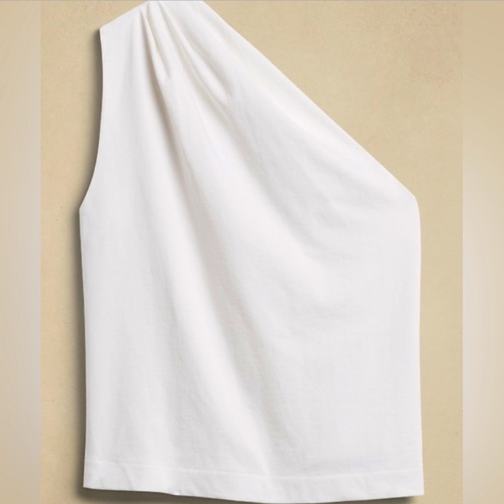 Banana Republic White One-Shoulder Tank Top